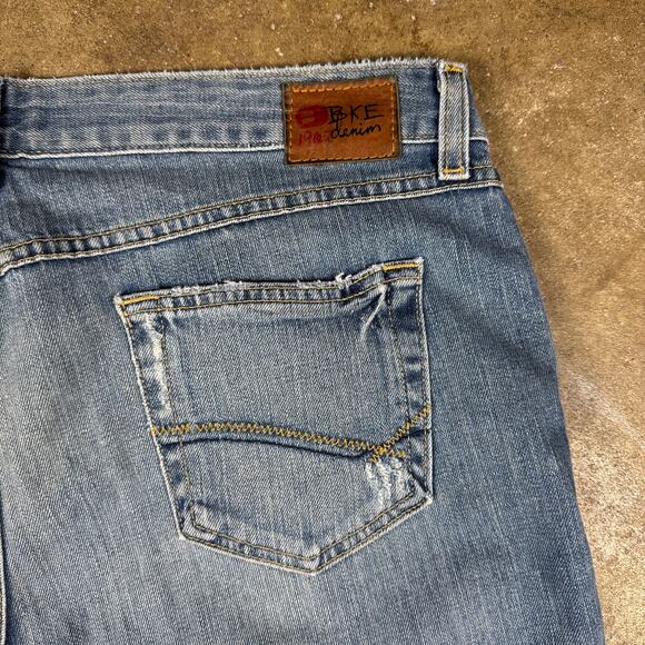 BKE Easy Street Stretch Bootcut Jeans Mens 34x33.5 Blue Faded Distressed Denim‎ - Picture 5 of 16